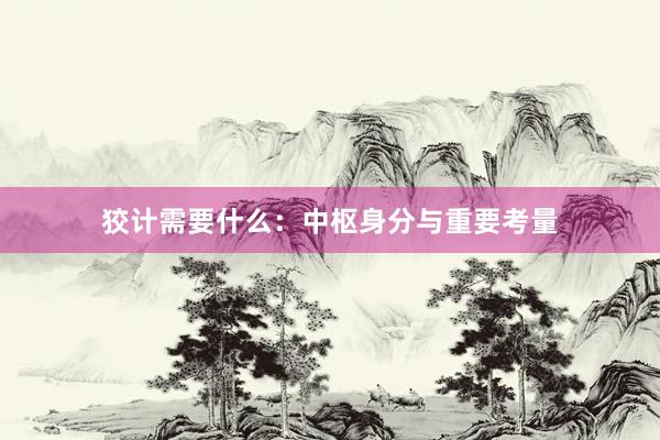 狡计需要什么:中枢身分与重要考量