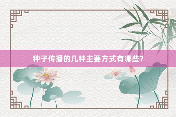 种子传播的几种主要方式有哪些？